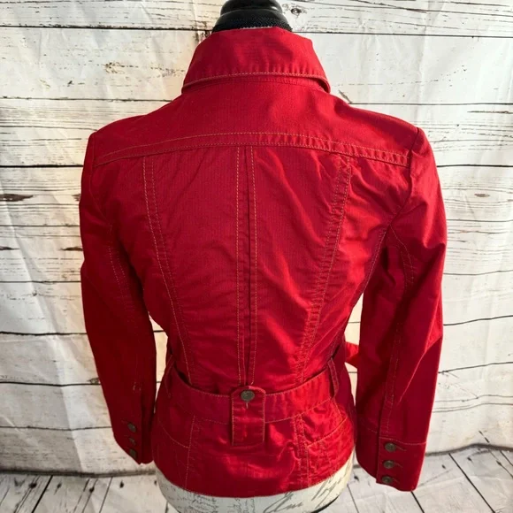 CAbi Red Belted Zip Front Utility Jacket Small - Picture 2 of 13